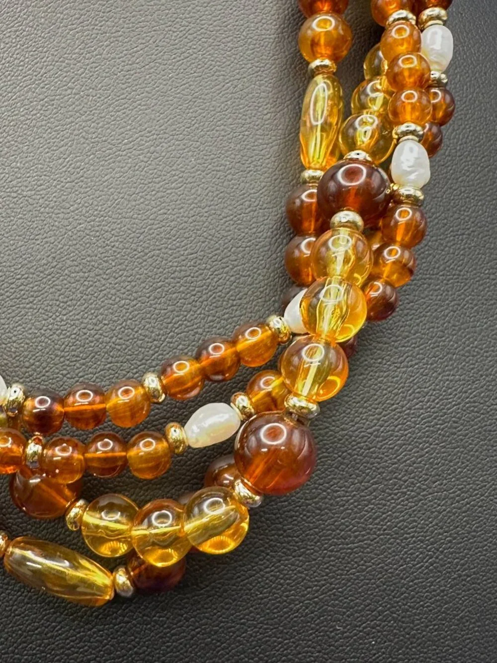 Givenchy Multi-Strand Faux Amber & Baroque Pearl Necklace